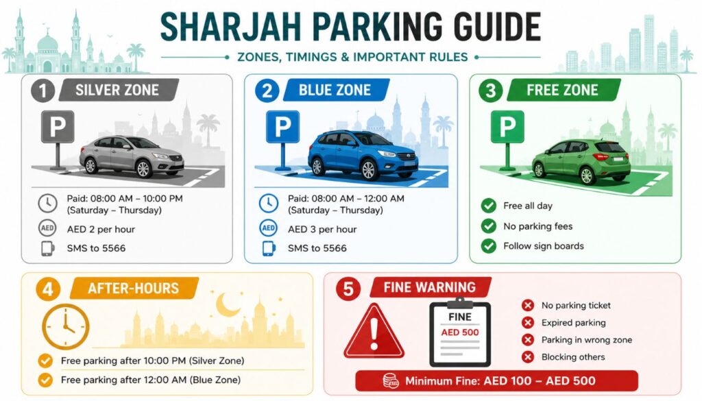 Sharjah Parking Timing 2026: Free Parking, SMS & Hours